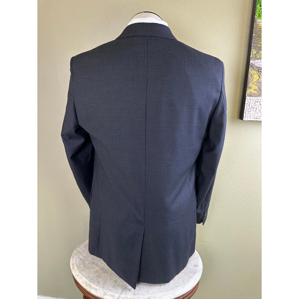Calvin Klein 44L Men Blazer Dark Grey Sport Coat 2 Button 1 Vent pin stripe - Picture 7 of 14